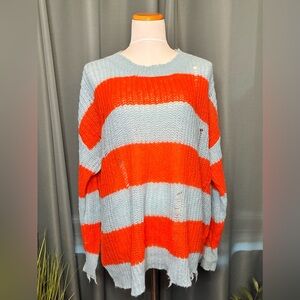 Urban Outfitters Blue and Orange Knit Sweater